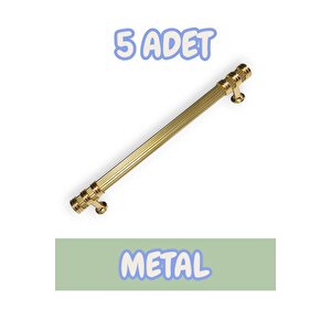 Nesli Alüminyum Metal Lüks Modern Mobilya Çekmece Mutfak Dolabı Kulpu Altın (5 Adet) 96 mm