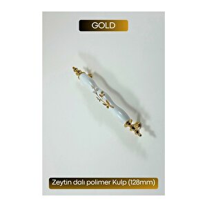 Polimer Zeytindalı Kulp Lüks Modern Mobilya Çekmece Vestiyer Mutfak Dolabı Kulpu 128mm (5 Adet) 128 mm