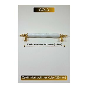 Polimer Zeytindalı Kulp Lüks Modern Mobilya Çekmece Vestiyer Mutfak Dolabı Kulpu 128mm (5 Adet)