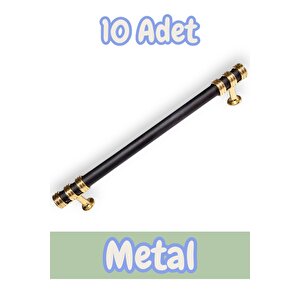 Nesli Alüminyum Metal Lüks Modern Mobilya Çekmece Mutfak Dolabı Kulpu Siyah-altın (10 Adet) 160 mm