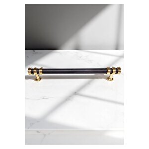 Nesli Alüminyum Metal Lüks Modern Mobilya Çekmece Mutfak Dolabı Kulpu Siyah-altın (10 Adet) 160 mm