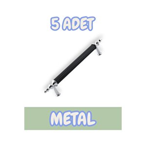Tuana Rustik Alüminyum Metal Lüks Modern Mobilya Çekmece Mutfak Dolabı Kulpu Siyah-krom (5 Adet) 128 mm