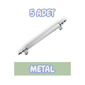 Tuana Rustik Alüminyum Metal Lüks Modern Mobilya Çekmece Mutfak Dolabı Kulpu Krom (5 Adet) 96 mm