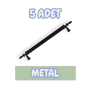 Tuana Rustik Alüminyum Metal Lüks Modern Mobilya Çekmece Mutfak Dolabı Kulpu Siyah (5 Adet) 192 mm