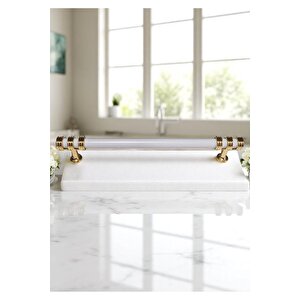 Nesli Alüminyum Metal Lüks Modern Mobilya Çekmece Mutfak Dolabı Kulpu Beyaz-altın (5 Adet) 160 mm