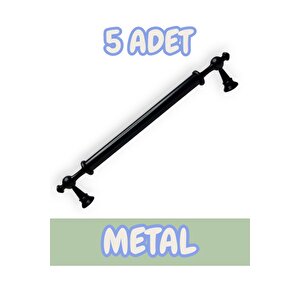 Ezgi Alüminyum Metal Lüks Modern Mobilya Çekmece Mutfak Dolabı Kulpu Siyah (5 Adet) 192 mm