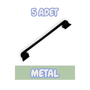 Beta Düz Metal Lüks Modern Mobilya Çekmece Mutfak Dolabı Kulpu Siyah 160mm-192mm (5 Adet) 160 mm