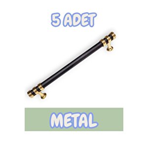 Nesli Alüminyum Metal Lüks Modern Mobilya Çekmece Mutfak Dolabı Kulpu Siyah-altın (5 Adet) 160 mm