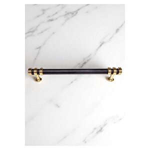 Nesli Alüminyum Metal Lüks Modern Mobilya Çekmece Mutfak Dolabı Kulpu Siyah-altın (5 Adet) 160 mm