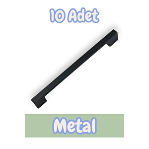 Köprü Alüminyum Metal Lüks Modern Mobilya Çekmece Mutfak Dolabı Kulpu Siyah (10 Adet) 192 mm