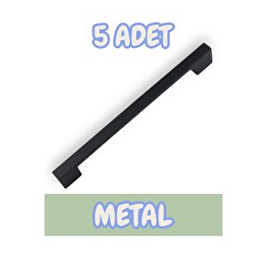 Köprü Alüminyum Metal Lüks Modern Mobilya Çekmece Mutfak Dolabı Kulpu Siyah (5 Adet) 224 mm