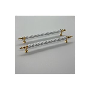 Tuana Rustik Alüminyum Metal Lüks Modern Mobilya Çekmece Mutfak Dolabı Kulpu Beyaz-gold (10 Adet) 192 mm