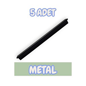 Fulya Alüminyum Metal Lüks Modern Mobilya Çekmece Mutfak Dolabı Kulpu Siyah (5 Adet) 224 mm