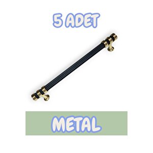 Çizgili Nesli Alüminyum Metal Lüks Modern Mobilya Çekmece Mutfak Dolabı Kulpu Siyah-altın (5 Adet) 96 mm