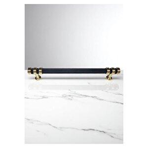 Çizgili Nesli Alüminyum Metal Lüks Modern Mobilya Çekmece Mutfak Dolabı Kulpu Siyah-altın (5 Adet) 160 mm