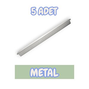 Fulya Alüminyum Metal Lüks Modern Mobilya Çekmece Mutfak Dolabı Kulpu Krom (5 Adet) 192 mm