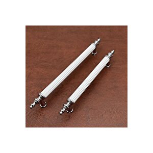 Tuana Rustik Alüminyum Metal Lüks Modern Mobilya Çekmece Mutfak Dolabı Kulpu Beyaz-krom (5 Adet) 128 mm