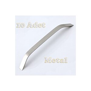 Şahin Alüminyum Metal Lüks Modern Mobilya Çekmece Mutfak Dolabı Kulpu İnox (10 Adet) 224 mm