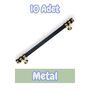 Çizgili Nesli Alüminyum Metal Lüks Modern Mobilya Çekmece Mutfak Dolabı Kulpu Siyah-altın (10 Adet) 160 mm
