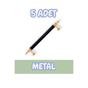 Tuana Rustik Alüminyum Metal Lüks Modern Mobilya Çekmece Mutfak Dolabı Kulpu Siyah-altın (5 Adet) 128 mm