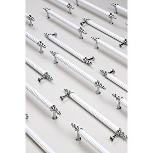 Tuana Rustik Alüminyum Metal Lüks Modern Mobilya Çekmece Mutfak Dolabı Kulpu Beyaz-krom 160 mm