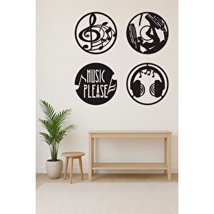 Müzik Odası Kız Kulaklık Muzic Pleca Dekor 40x40 cm