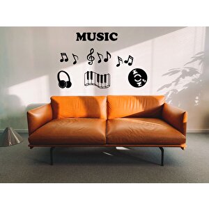 Notalar Müzik Odası  Piyano Kulaklık Duvar Dekorasyonu