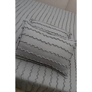 Wave İskandinav Gri 2'li Yastık Kılıfı 50x70 Cm - Wave Gri Fon Perde İle %100 Uyum