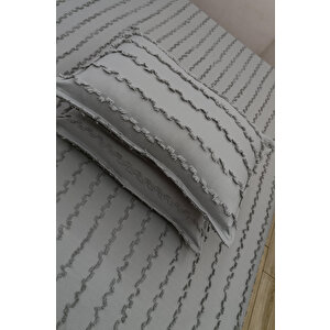 Wave İskandinav Gri 2'li Yastık Kılıfı 50x70 Cm - Wave Gri Fon Perde İle %100 Uyum