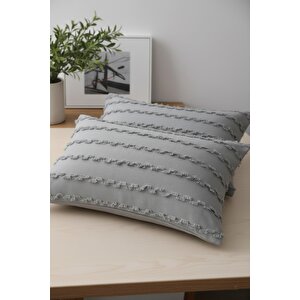 Wave İskandinav Gri 2'li Yastık Kılıfı 50x70 Cm - Wave Gri Fon Perde İle %100 Uyum