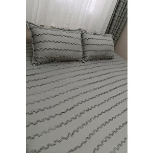 Wave İskandinav Gri 2'li Yastık Kılıfı 50x70 Cm - Wave Gri Fon Perde İle %100 Uyum