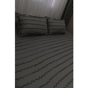 Wave İskandinav Koyu Gri 2'li Yastık Kılıfı 50x70 Cm - Wave Koyu Gri Fon Perde İle %100 Uyum