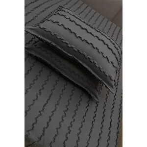 Wave İskandinav Koyu Gri 2'li Yastık Kılıfı 50x70 Cm - Wave Koyu Gri Fon Perde İle %100 Uyum