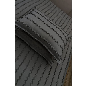 Wave İskandinav Koyu Gri 2'li Yastık Kılıfı 50x70 Cm - Wave Koyu Gri Fon Perde İle %100 Uyum