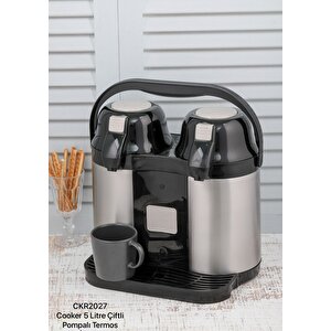 Çelik Termos 5 Lt Çiftli İkili Pompalı Ckr2027