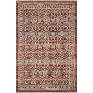 Hanedan Kiremit Rengi Halı Klasik Desenli Afgan Halı Dokuma Oturma Odası Salon Halısı 100x200 cm