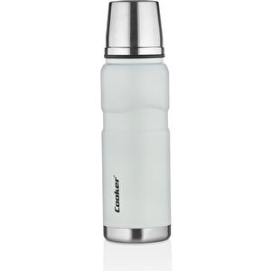 Ckr2052 500 Ml Çift Kat Sızdırmaz Paslanmaz Çelik Termos – 12 Saat Sıcak, 24 Saat Soğuk Koruma!, Beyaz Beyaz