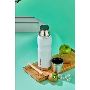 Ckr2052 500 Ml Çift Kat Sızdırmaz Paslanmaz Çelik Termos – 12 Saat Sıcak, 24 Saat Soğuk Koruma!, Beyaz Beyaz