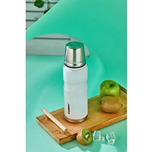 Ckr2052 500 Ml Çift Kat Sızdırmaz Paslanmaz Çelik Termos – 12 Saat Sıcak, 24 Saat Soğuk Koruma!, Beyaz