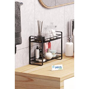 Masa Tezgah Üstü Düzenleyici Metal Organizer Raf  Banyo Mutfak Rafı Baharatlık Makyaj Standı Bambu