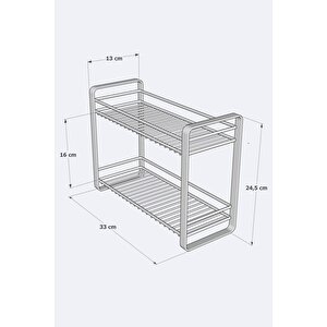 Masa Tezgah Üstü Düzenleyici Metal Organizer Raf  Banyo Mutfak Rafı Baharatlık Makyaj Standı Beyaz