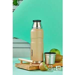 Ckr2052 500 Ml Çift Kat Sızdırmaz Paslanmaz Çelik Termos – 12 Saat Sıcak, 24 Saat Soğuk Koruma!, Bej Bej