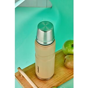 Ckr2052 500 Ml Çift Kat Sızdırmaz Paslanmaz Çelik Termos – 12 Saat Sıcak, 24 Saat Soğuk Koruma!, Bej
