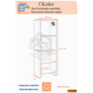 Tamamı Mdf Kapaklı Açık Raflı Çok Amaçlı Beyaz Boy Kiler Dolabı / Erzak Dolabı