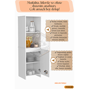 Tamamı Mdf Kapaklı Açık Raflı Çok Amaçlı Beyaz Boy Kiler Dolabı / Erzak Dolabı
