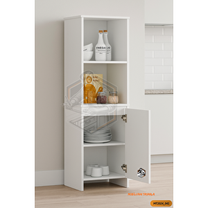 Tamamı Mdf Kapaklı Açık Raflı Çok Amaçlı Beyaz Boy Kiler Dolabı / Erzak Dolabı