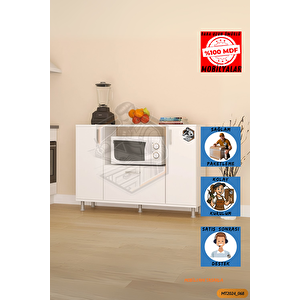 Tamamı Mdf Mikrodalga Fırını Dolabı 3 Kapaklı Çok Amaçlı Mutfak Dolabı