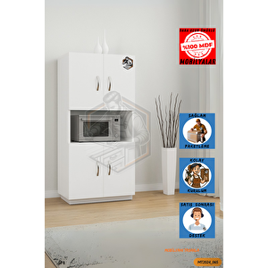 Tamamı Mdf 4 Kapaklı Mikrodalga / Mini Fırın Dolabı Çok Amaçlı Mutfak Dolabı