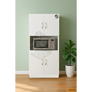 Tamamı Mdf 4 Kapaklı Mikrodalga / Mini Fırın Dolabı Çok Amaçlı Mutfak Dolabı