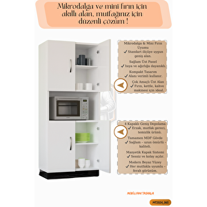 Tamamı Mdf 4 Kapaklı Mikrodalga / Mini Fırın Dolabı Çok Amaçlı Mutfak Dolabı